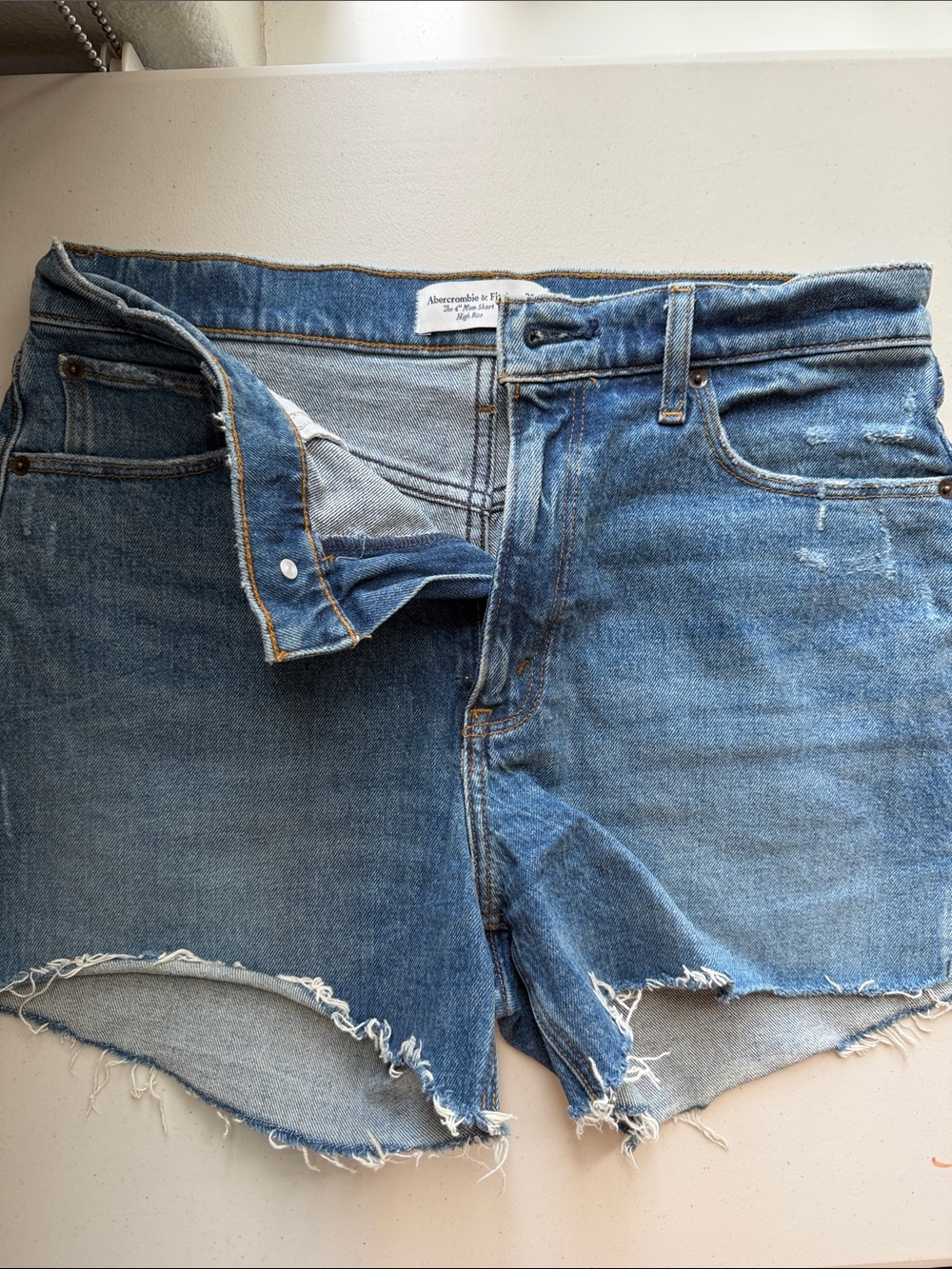 Abercrombie & Fitch Women's Light Blue Distressed Denim Cutoff Shorts